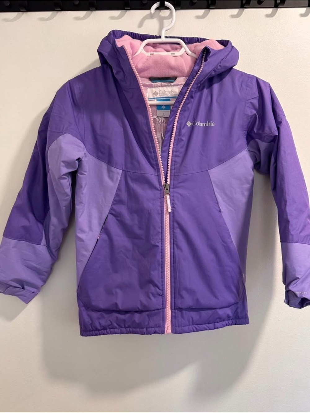 Columbia Purple and Light Purple Girls' Hooded Rain Jacket